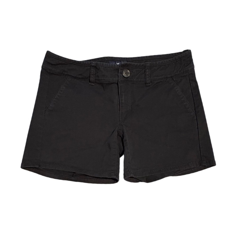 American Eagle Outfitters Black Midi Stretch Shorts Womens Size 2 Chino Casual